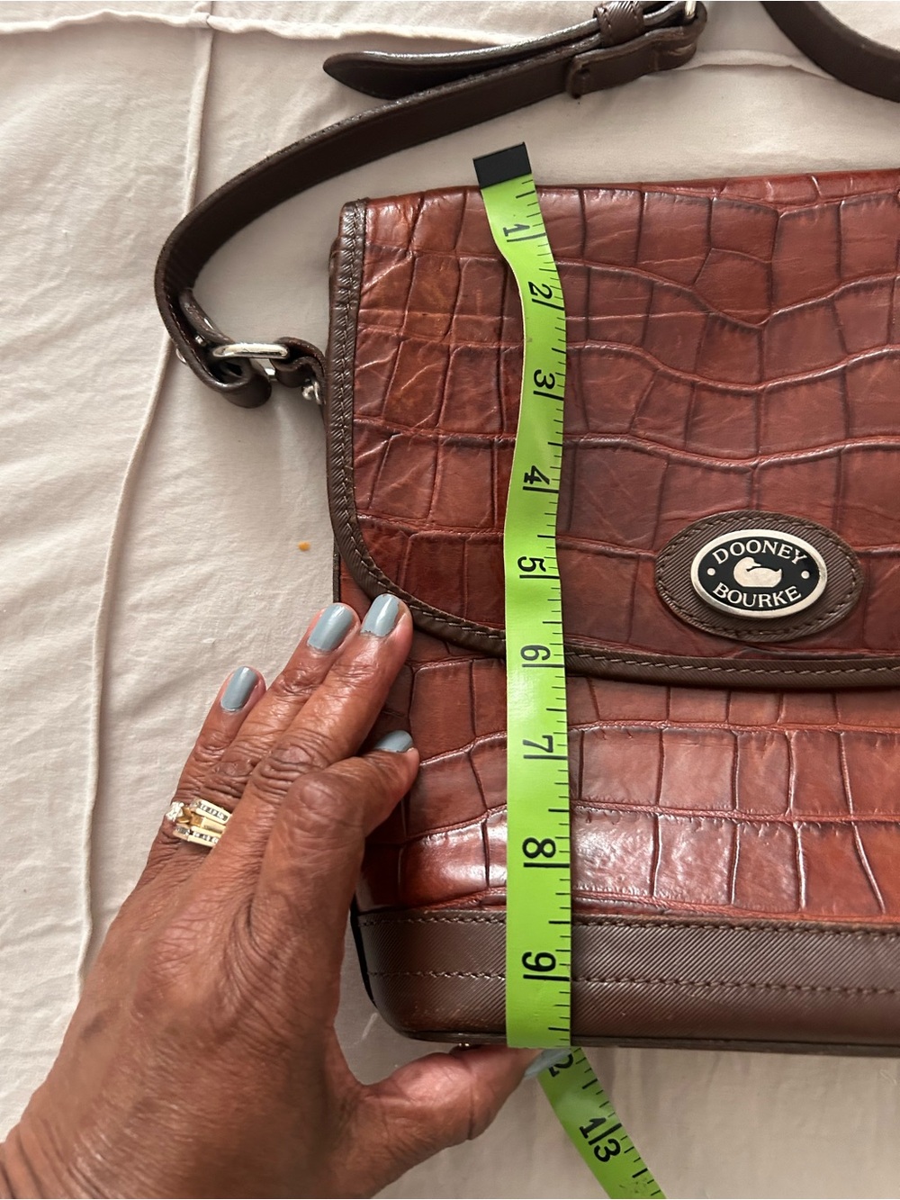 Dooney & Bourke Brown Crocodile-Embossed Messenger Bag - Picture 6 of 10